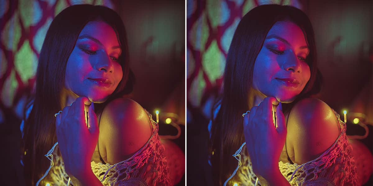Sneaky Ways To Discover What Your Man Really Fantasizes About woman posing in colored lights