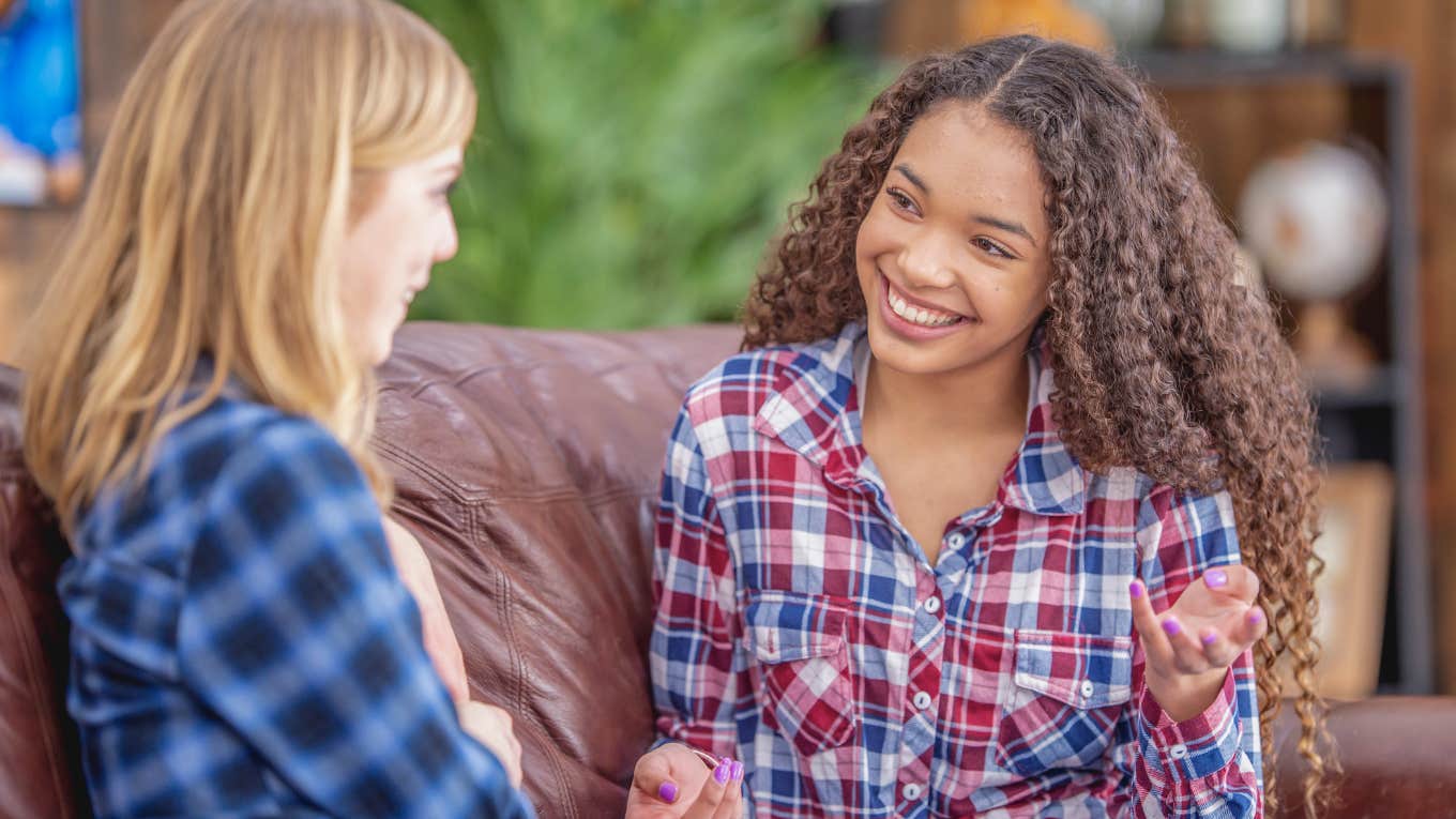 Woman having a conversation 