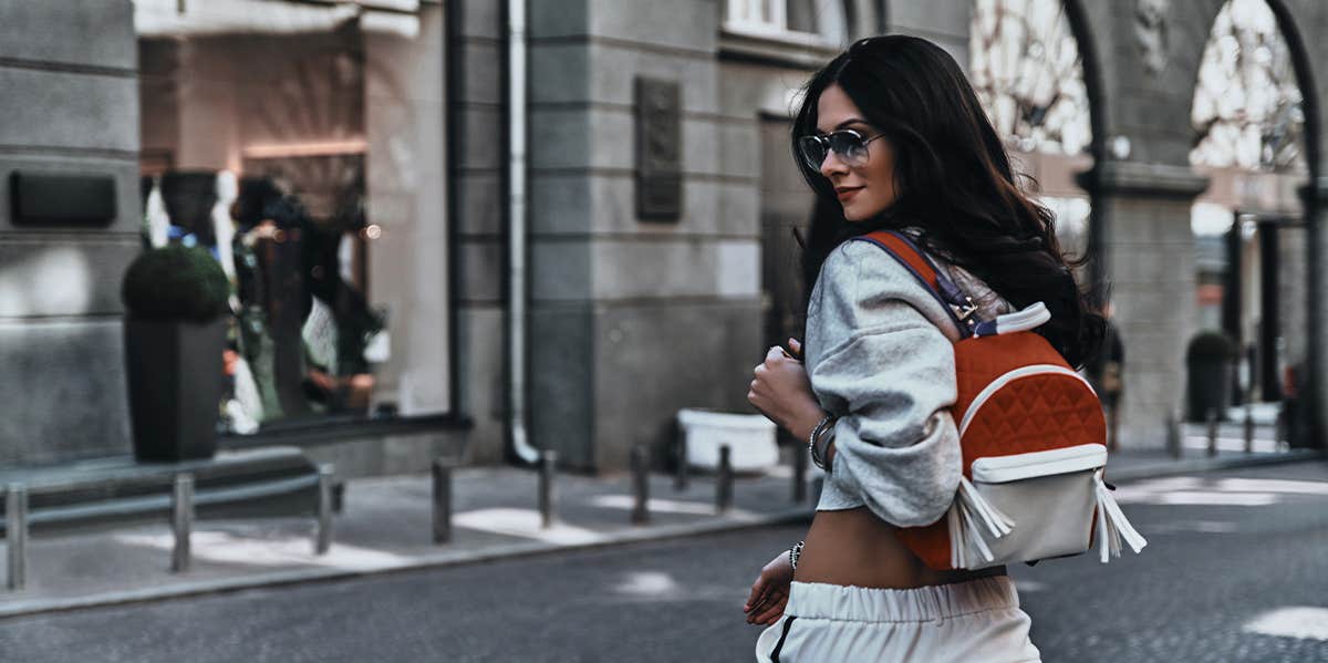 fashionable woman walking