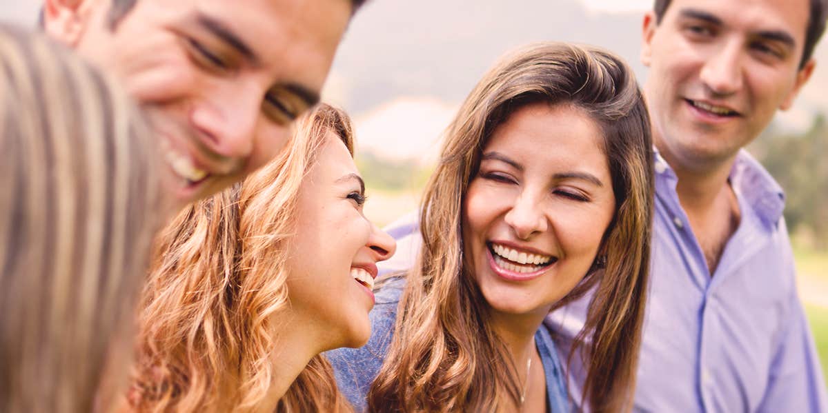 a group of people smiling