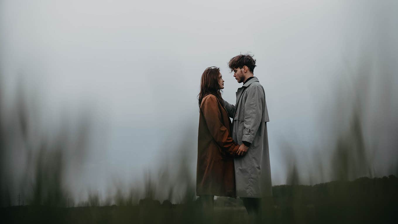 couple in foggy weather