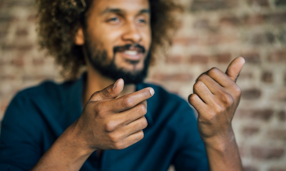 man talking with his hands