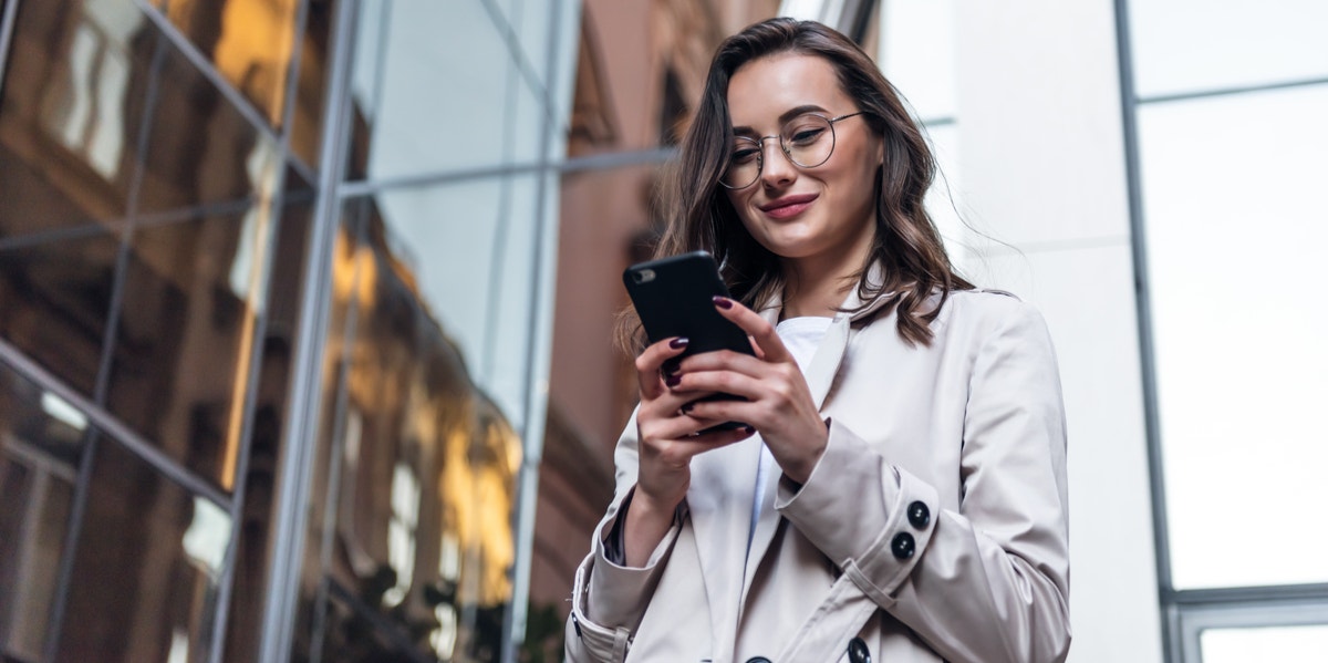 working woman using phone