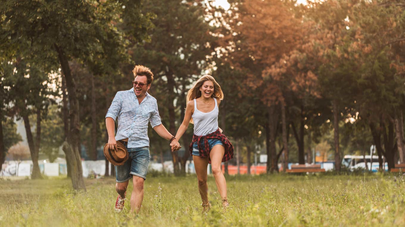 Couple walking in the park 