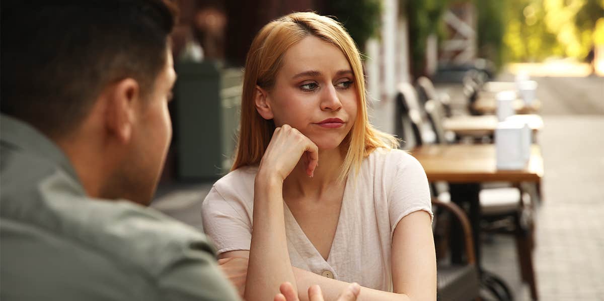 bored woman on date