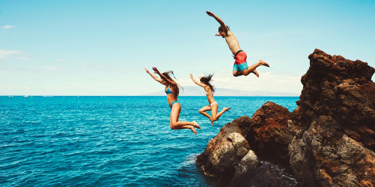 friends cliff jumping