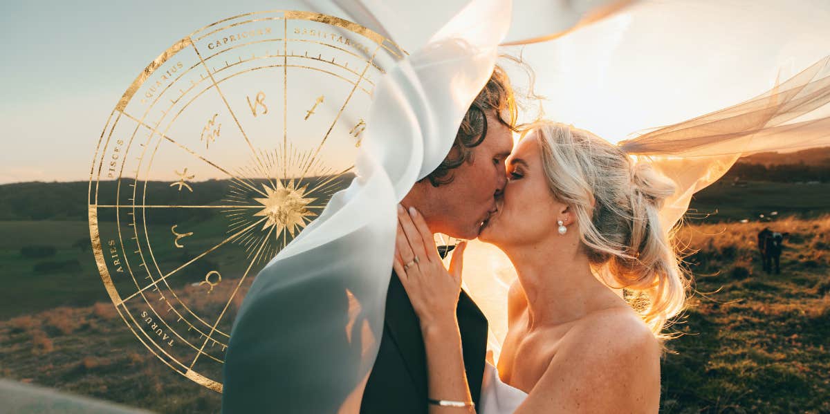 What Your 7th House Ruler Reveals About How You Envision Marriage bride and groom, zodiac wheel