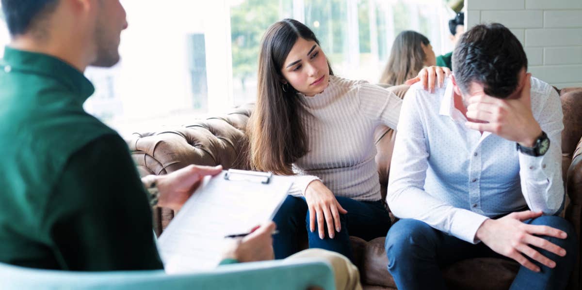 couple talking to counselor 