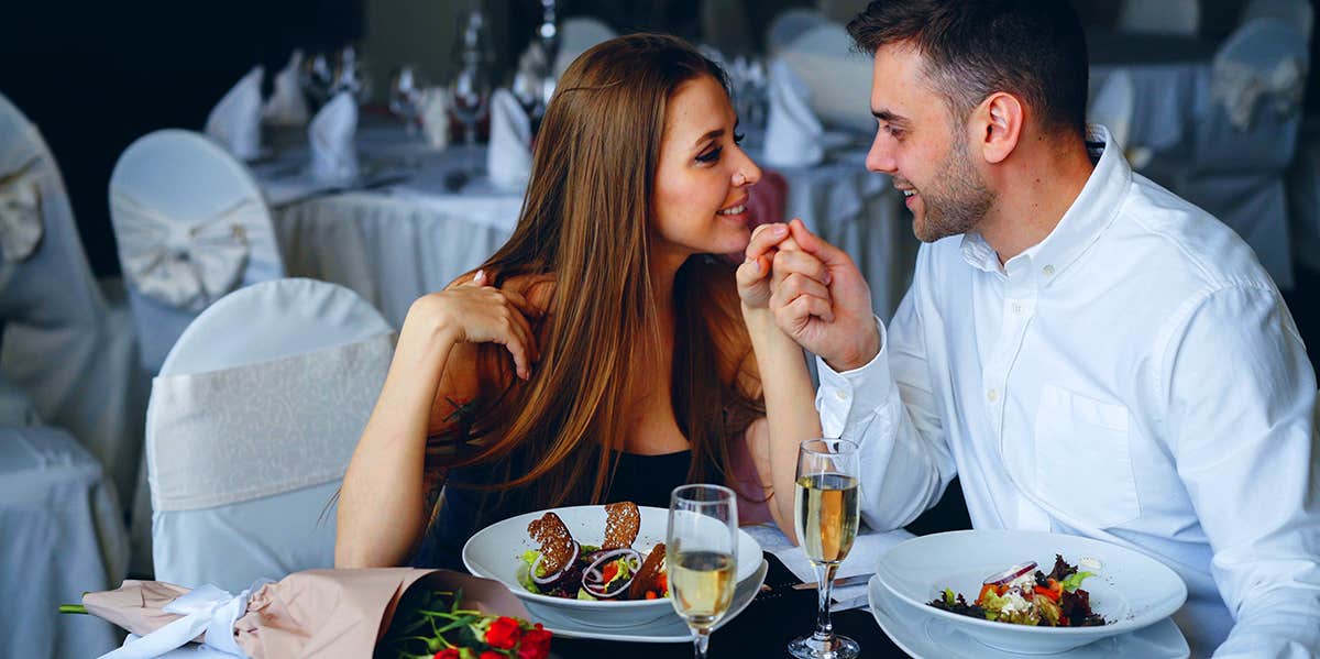 couple on romantic dinner date