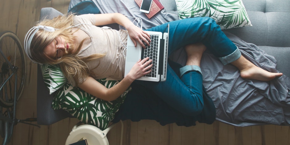 woman working on laptop