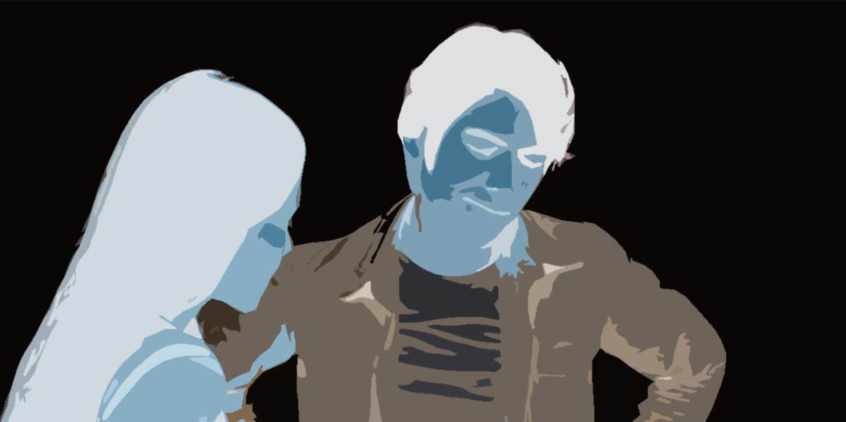 Man and woman in inverted colors 