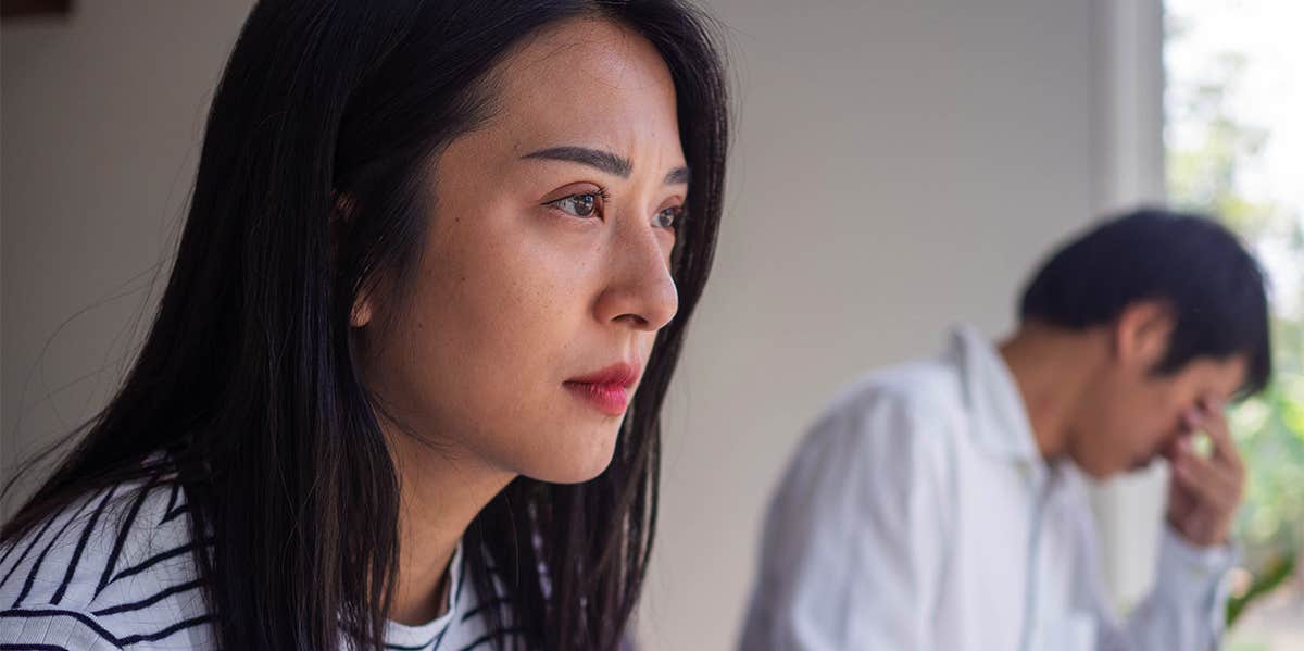 9 Divorce Myths You Need To Ignore (And What To Do Instead) unhappy couple
