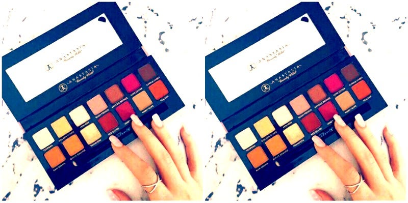 Girl playing with makeup palette Girl playing with makeup palette