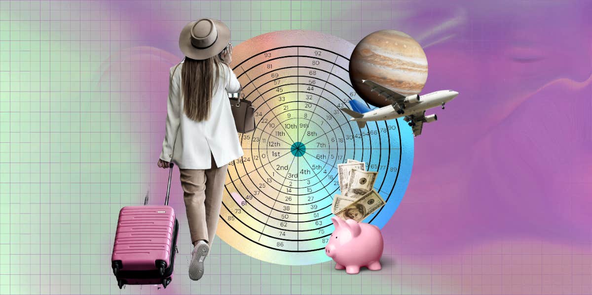 annual profections wheel, jupiter, traveling woman, piggy bank