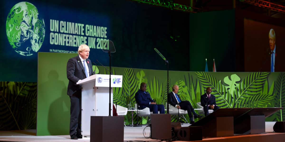 COP26 Menu Items Exceed Carbon Footprint Goals From Paris Accord Boris Johnson at COP26
