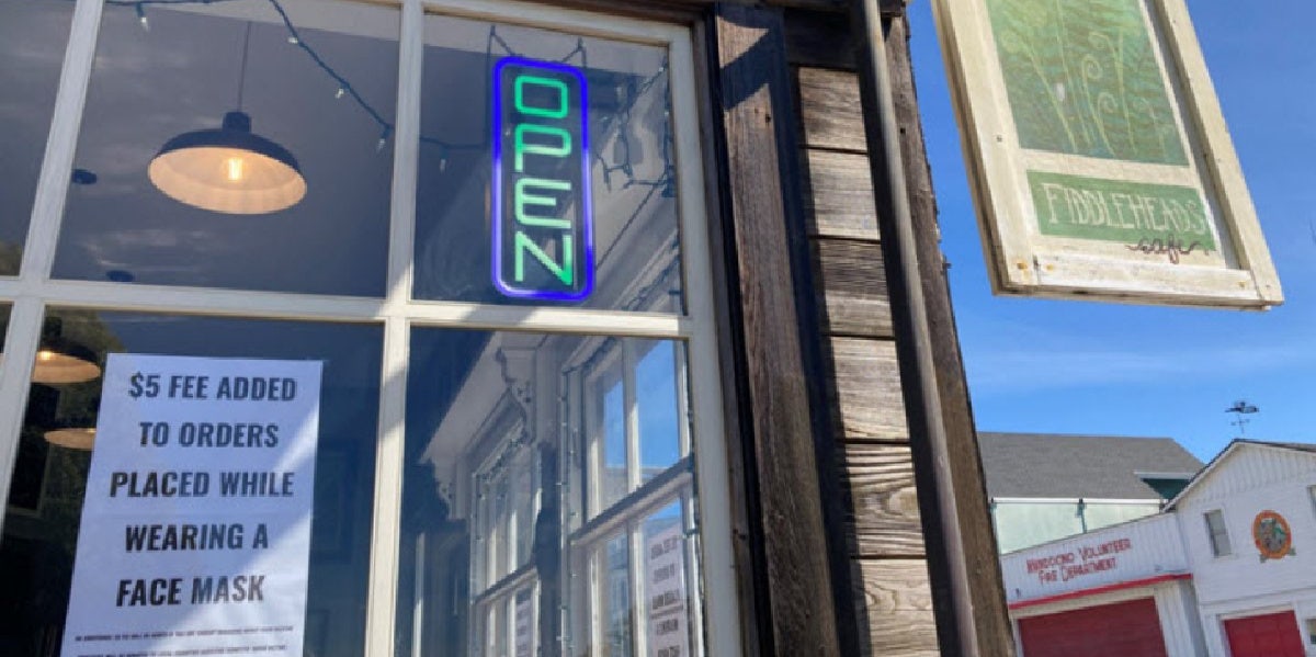 California Restaurant Owner Chris Castleman Charges Customers Who Wear Masks, Gives Discount To People Who Threw Theirs Away fiddleheads cafe california