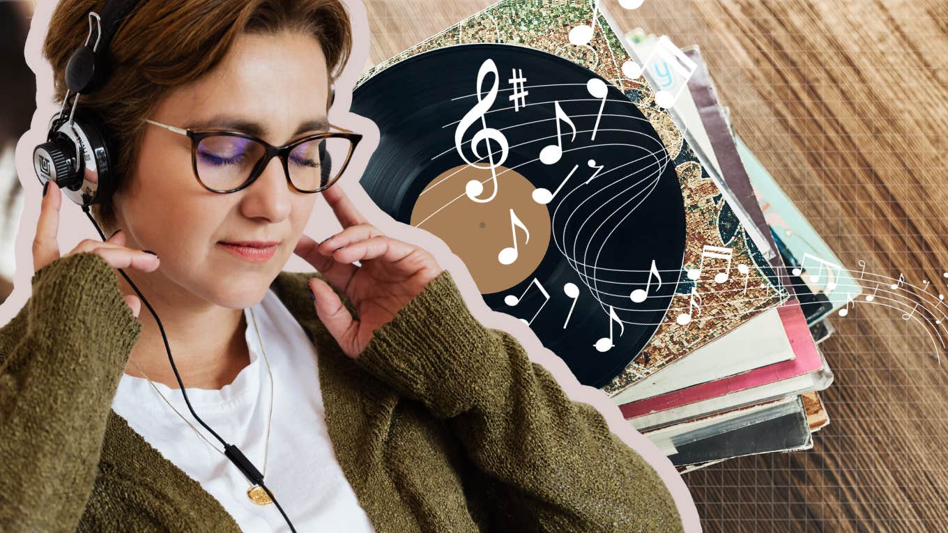 How To Build A Playlist That Will Actually Make Your Life Better woman listing to music with headphones on