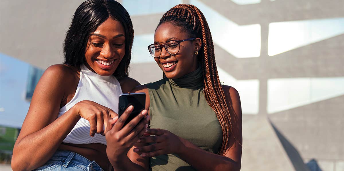 two Black women talking