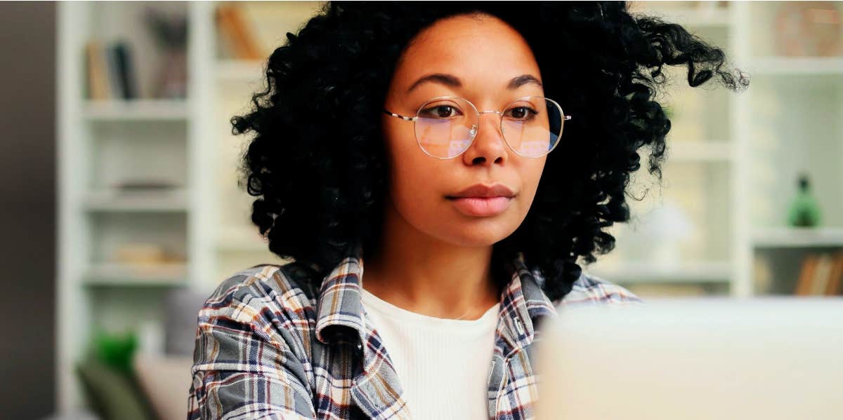 woman working on laptop from home