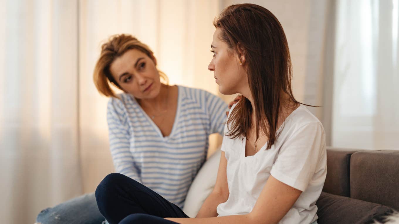 two woman talking