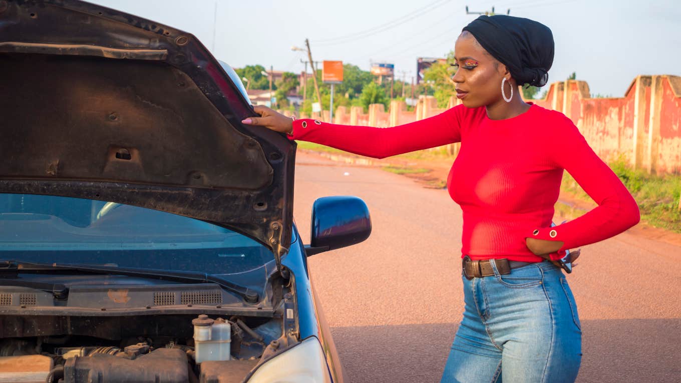 woman's car broke down