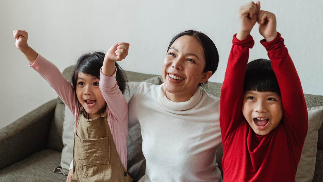 mom with two kids