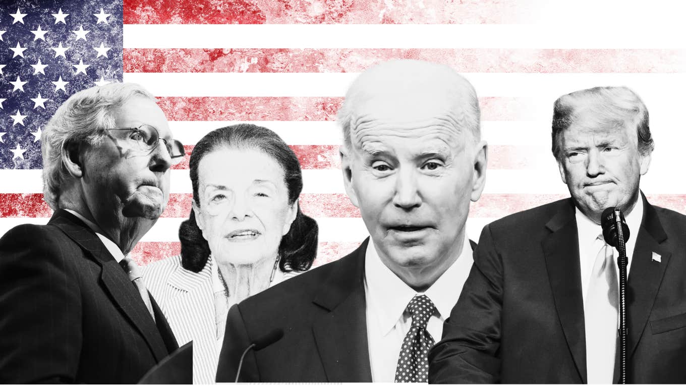 It's Time For An Age Limit For Politicians mitch mcconnell, dianne feinstein, joe biden, donald trump over american flag