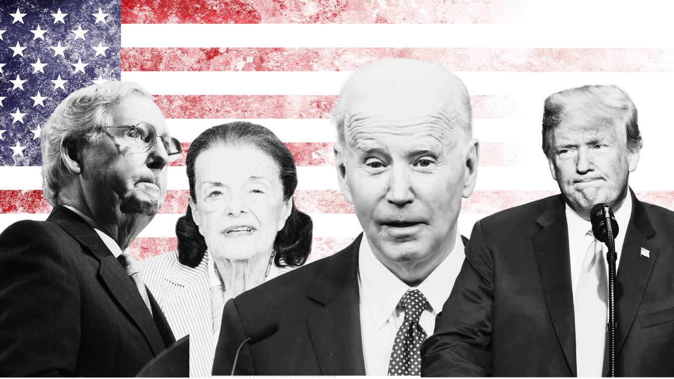 mitch mcconnell, dianne feinstein, joe biden, donald trump over american flag