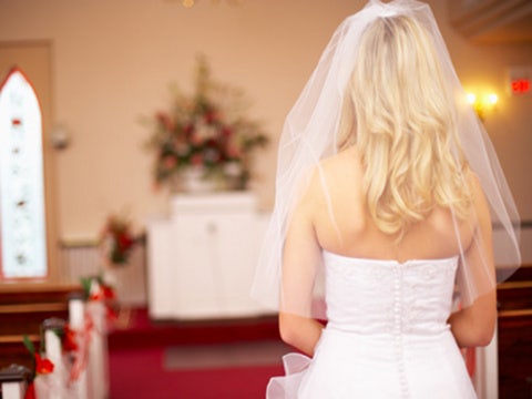 bride walks down aisle