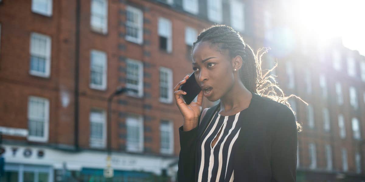 Woman arguing on the phone