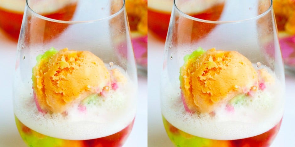 champagne sorbet floats 