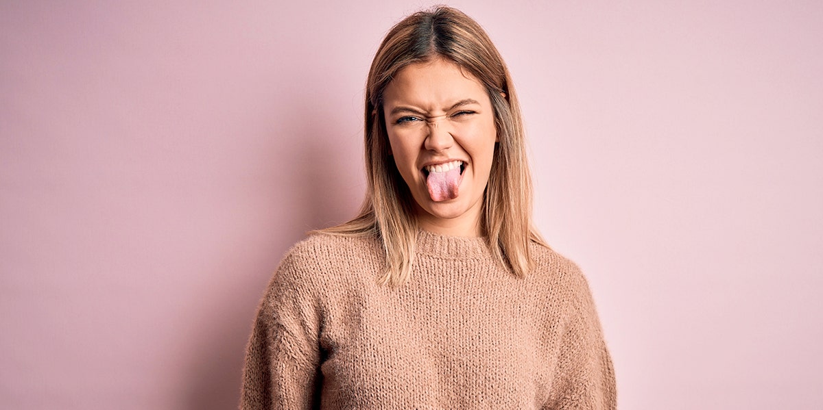 woman tongue out