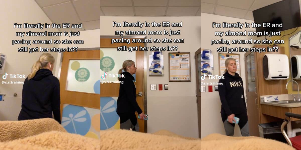 Daughter Says Her 'Almond Mom' Wanted To 'Get Her Steps In' Instead Of Comforting Her While In The Hospital almond mom pacing hospital room