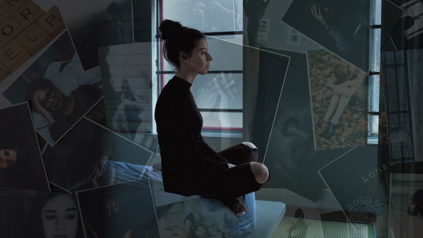 5 Red Flags You Need To Do Something About Your Depression ASAP depressed woman in a dark room, disassociating