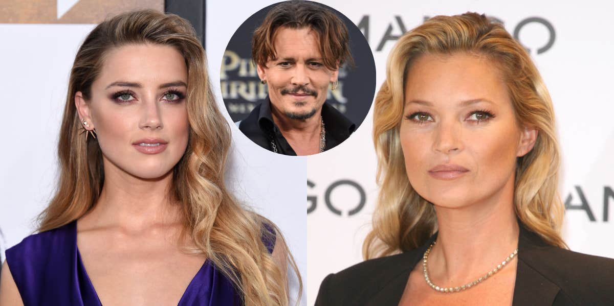 Details About Amber Heard's Claim That Johnny Depp Pushed Kate Moss Down The Stairs Amber Heard, Kate Moss, Johnny Depp