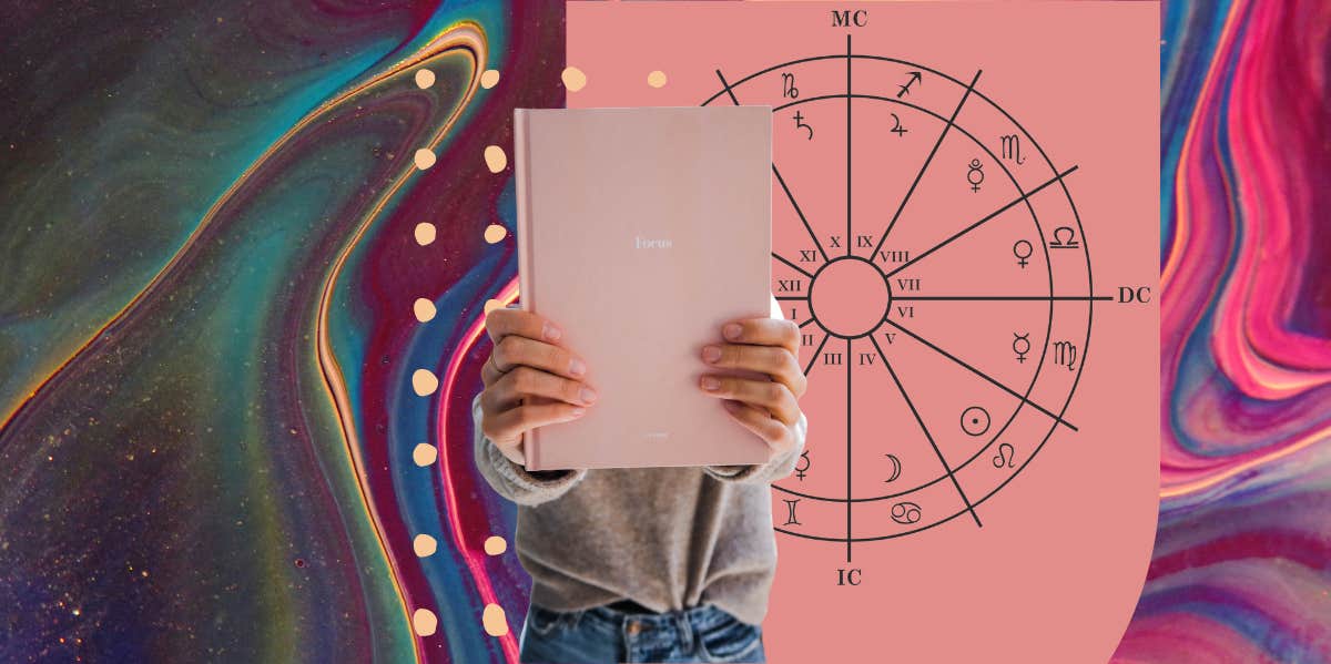 person holding a focus planner, astrology house wheel