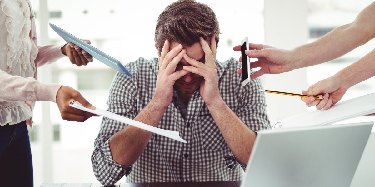 anxious man at work