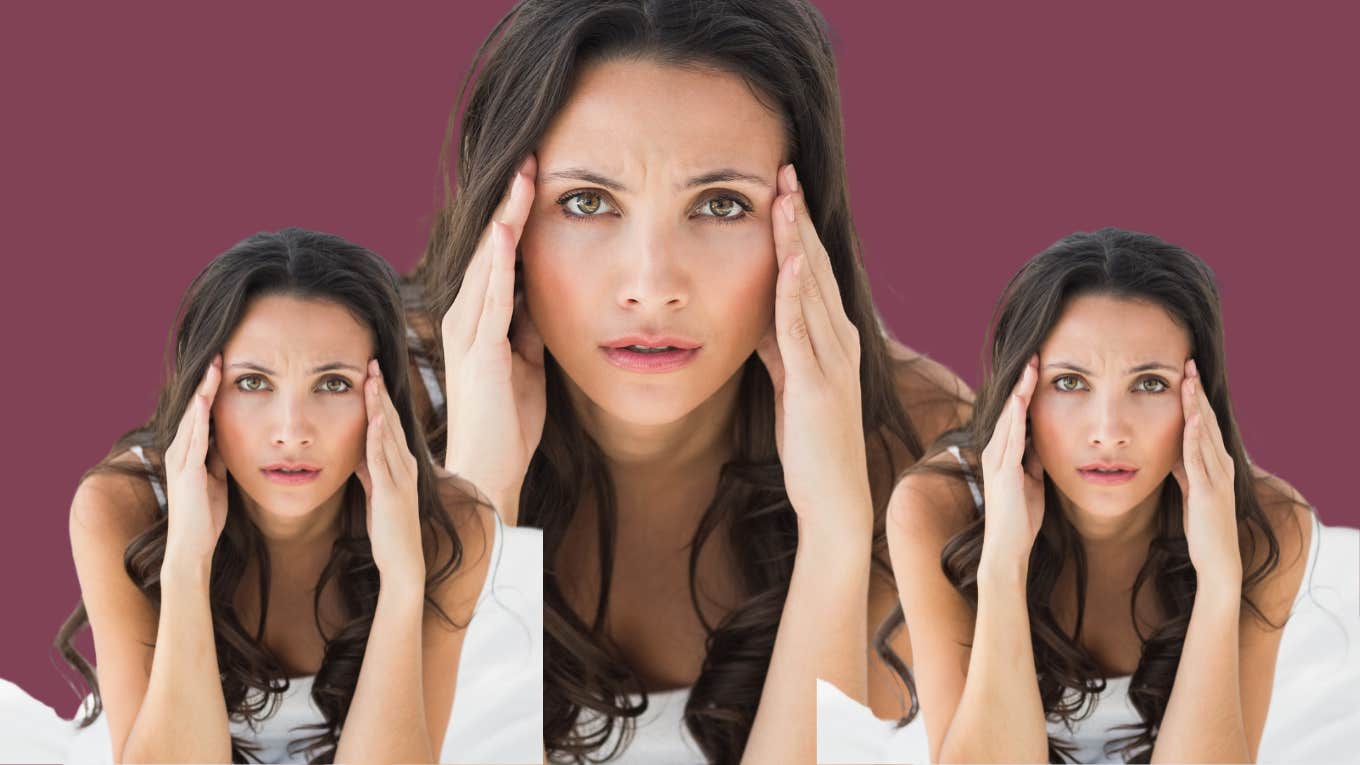 woman feeling anxious looking at the camera