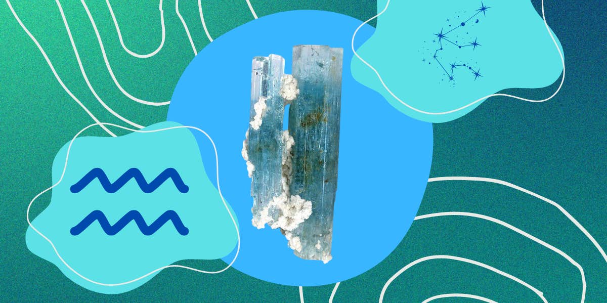 aquamarine crystals, aquarius zodiac symbols