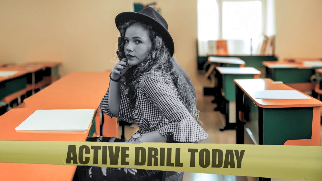 Are Active Shooter Drills Traumatizing Your Child? Teenager sitting in school classroom