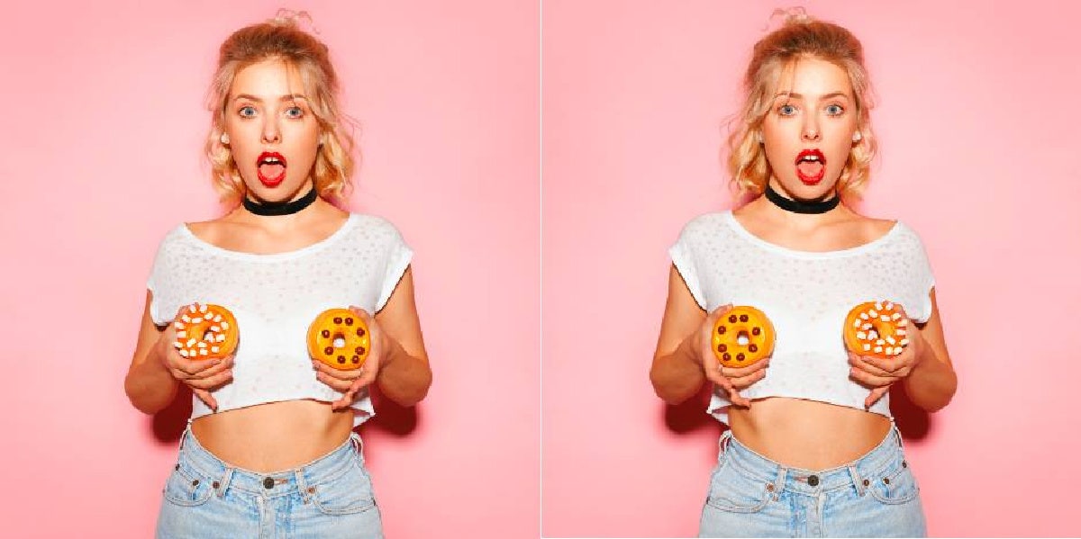 woman with donuts as areola