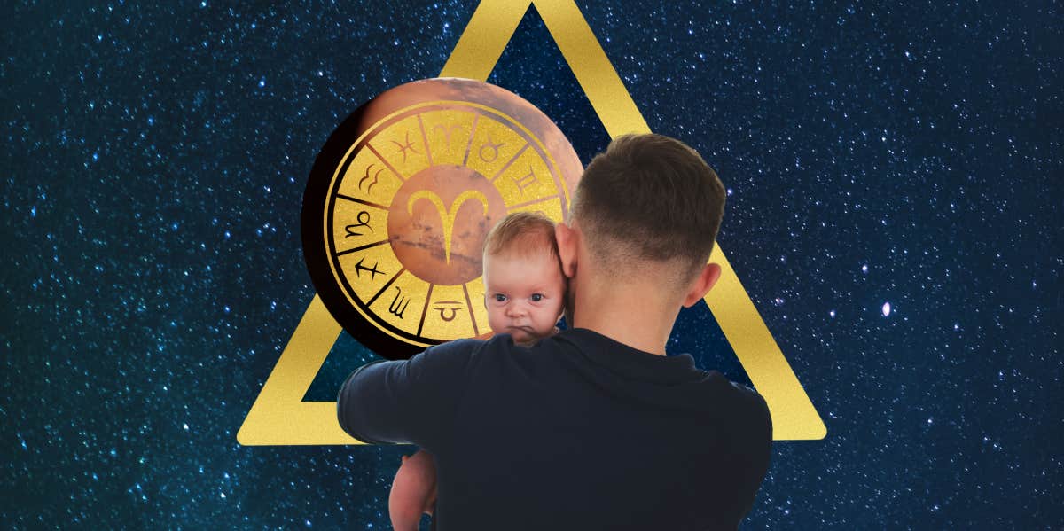 How To Parent An Aries Child, According To An Astrologer man holding a baby, aries zodiac symbolism