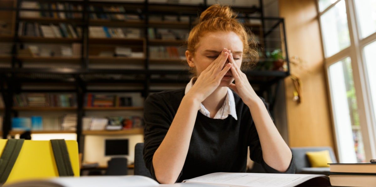 woman at work worried