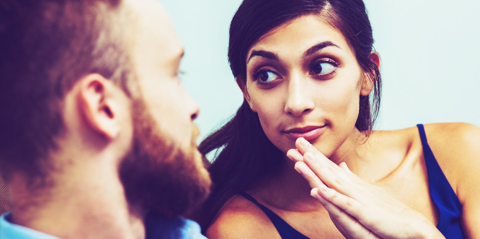 man and woman in conversation together