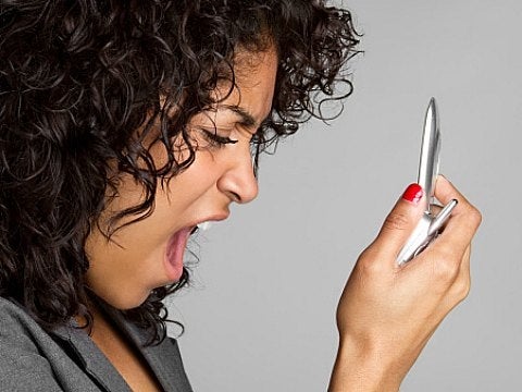 woman angry at text