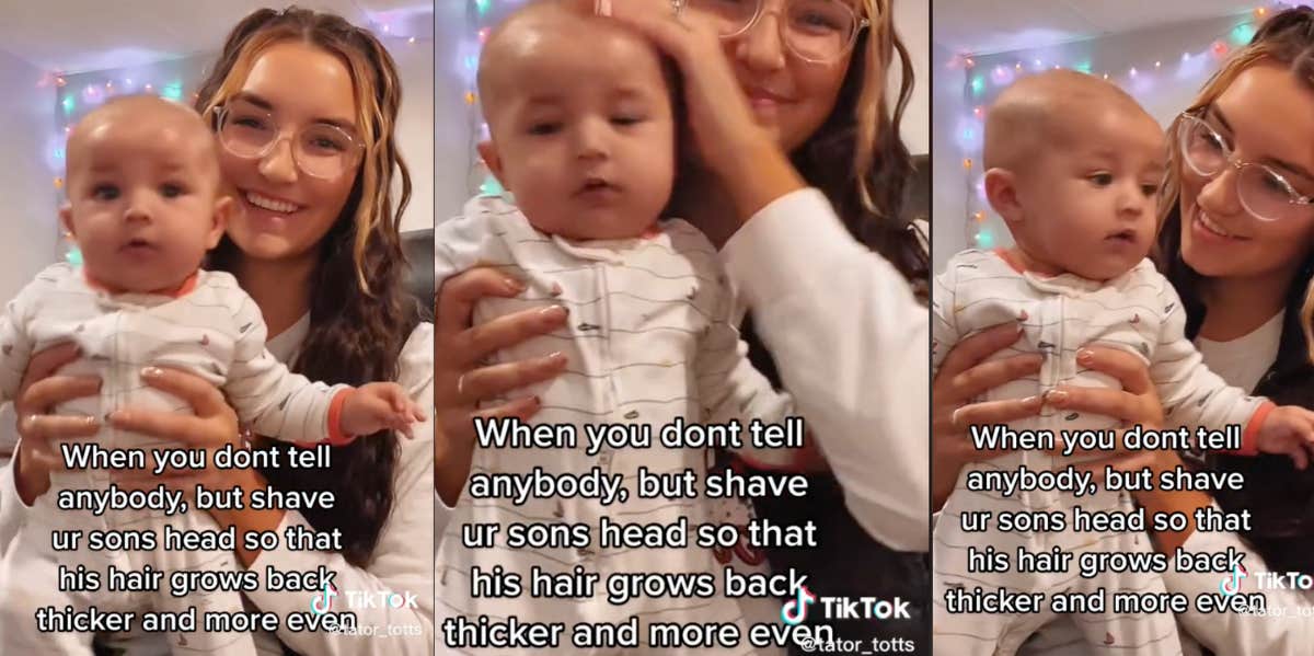 baby with shaved head on tiktok baby with shaved head