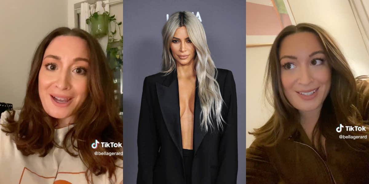 Kim Kardashian and screenshots from TikToker's customer service story