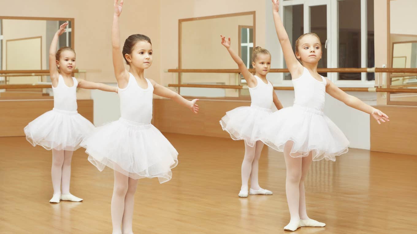 little girls during ballet class 