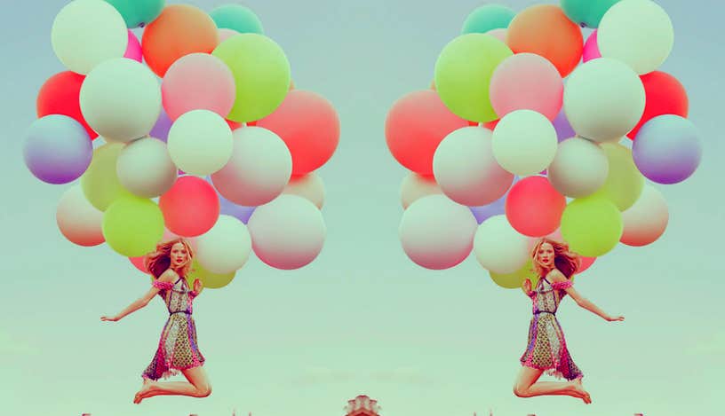woman with balloons woman with balloons
