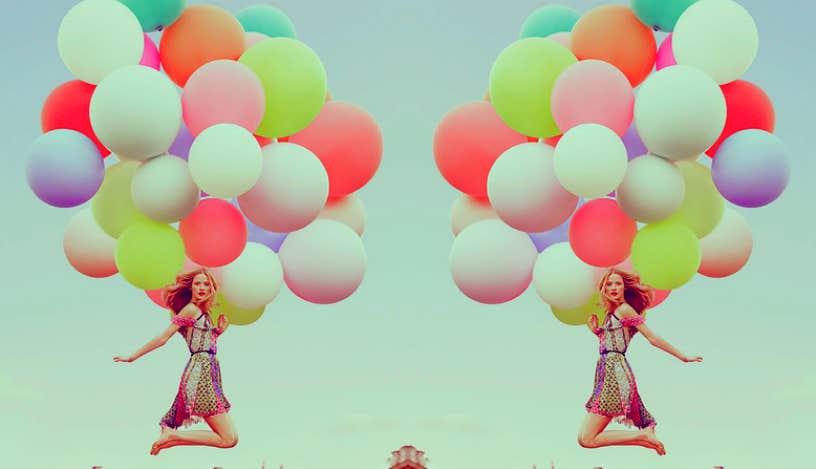 woman with balloons